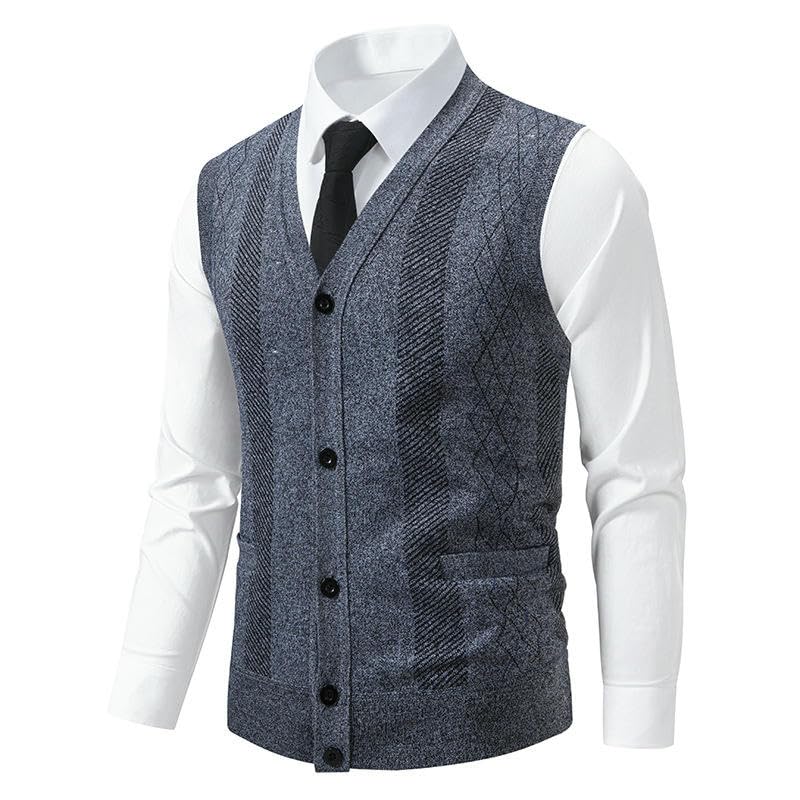 Men's Warm Sleeveless Sweater Vest Autumn Winter Knitted Cardigan Classic Fit4