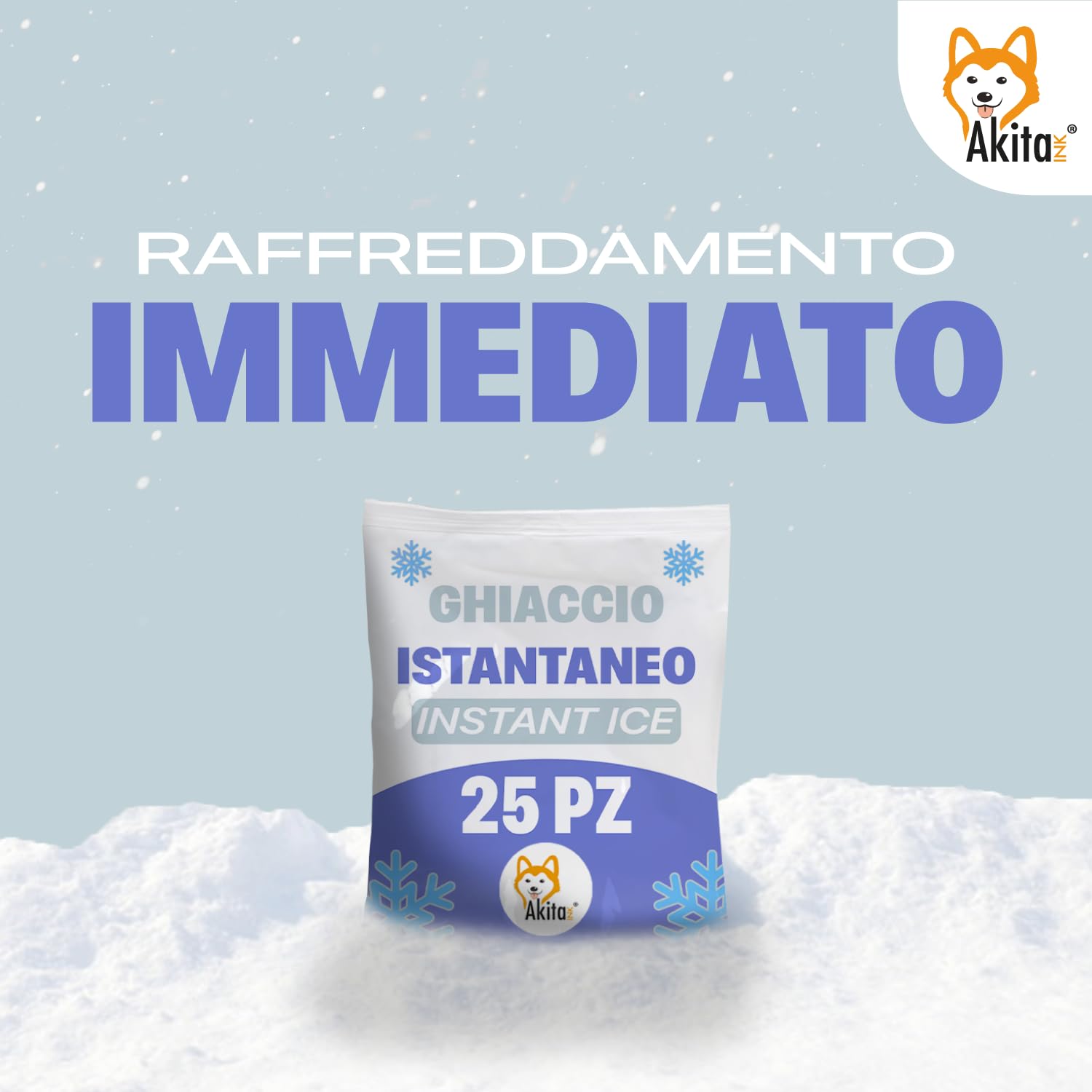 Akitaink Hielo instantáneo desechable, bolsa de polietileno polietileno, caja de 25 unidades, tamaño 14 x 18 cm, fabricado en Italia