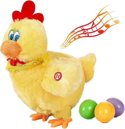 Juguetes de Pascua Pollo Poner Huevo Eléctrico Peluche Loco Pollo Loco con Sonido Musica Animal