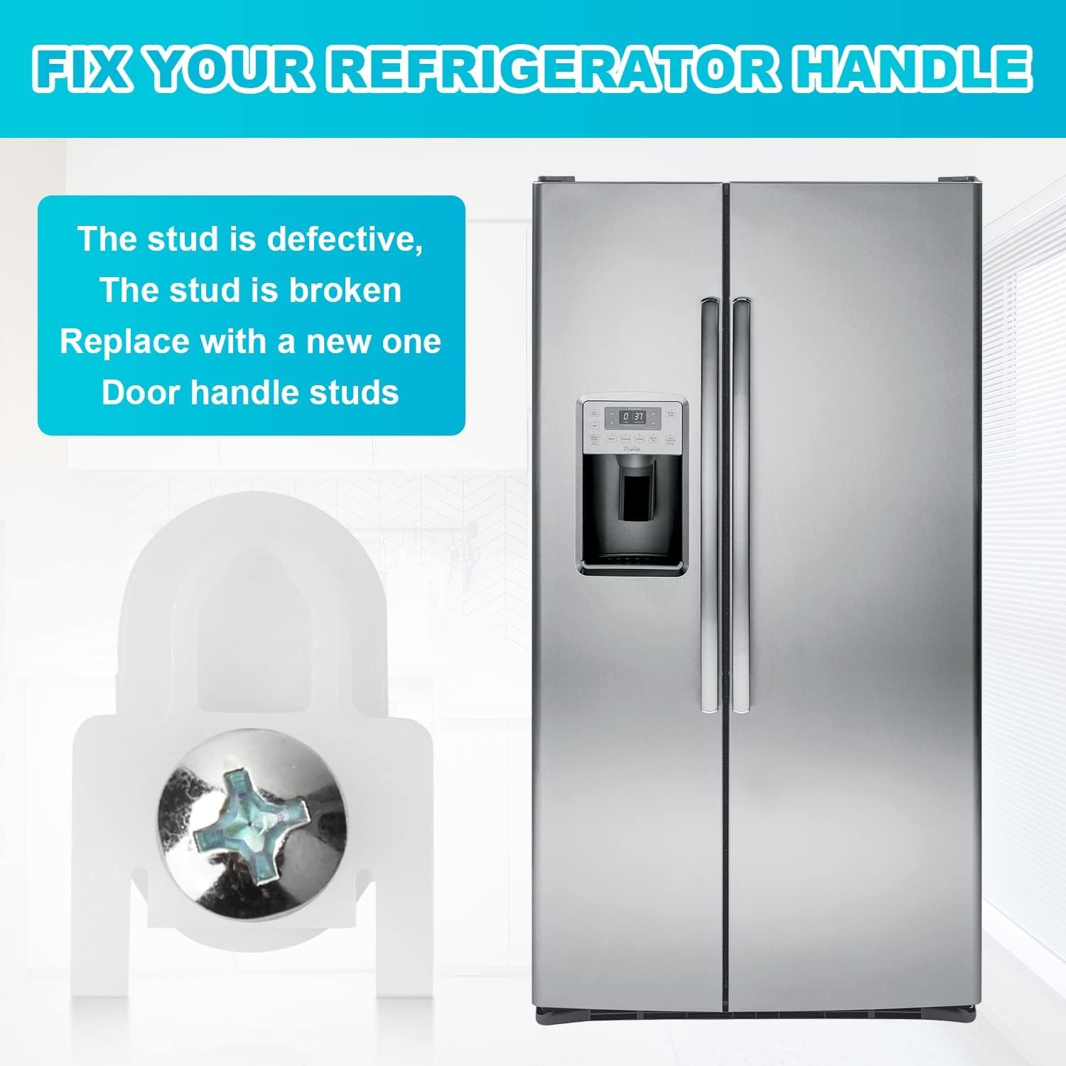 WR01X25070 Refrigerator Door Handle Mounting Stud (2 Pcs) Compatible with GE Fridge Freezer Handle Fastener Assembly AP7175647 WR01X39781