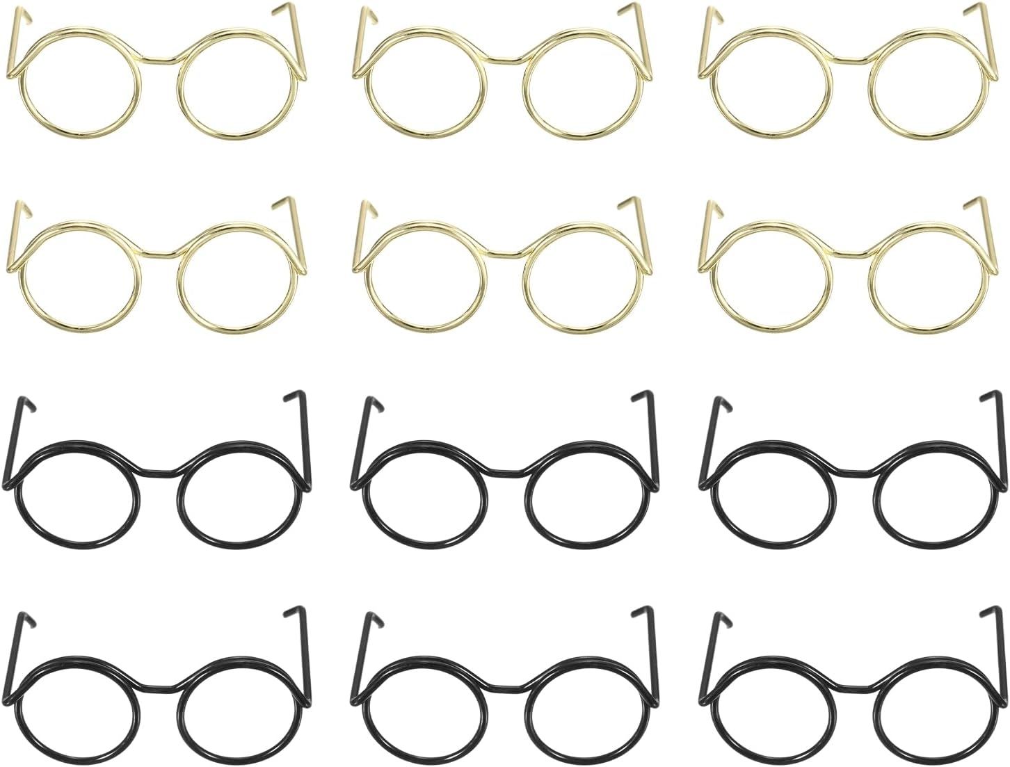 PATIKIL 1.38" Mini Doll Eyeglasses, 20 Pcs Doll Dress Up Eyeglasses Miniature Round Eyeglasses Metal Wire Rim for Crafts Pets Doll Making Supplies Accessories, 2 Colors