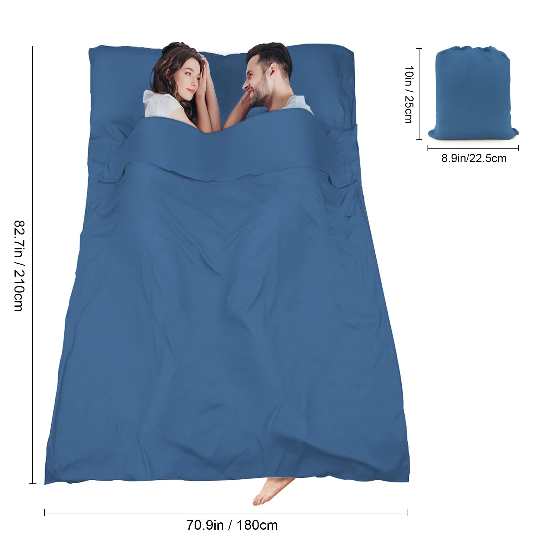 Saco de dormir con forro para camping, sábana de viaje, albergues y viajes, saco de dormir para mochileros, hoteles, ligero, individual y doble, saco de dormir con cremallera, cómodo