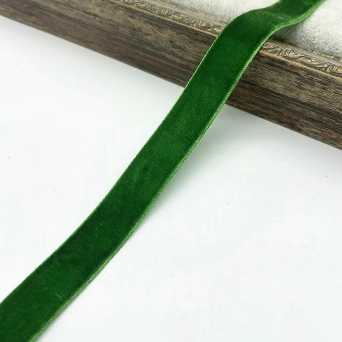 Drak - Nastro in velluto verde, vintage, con bobina