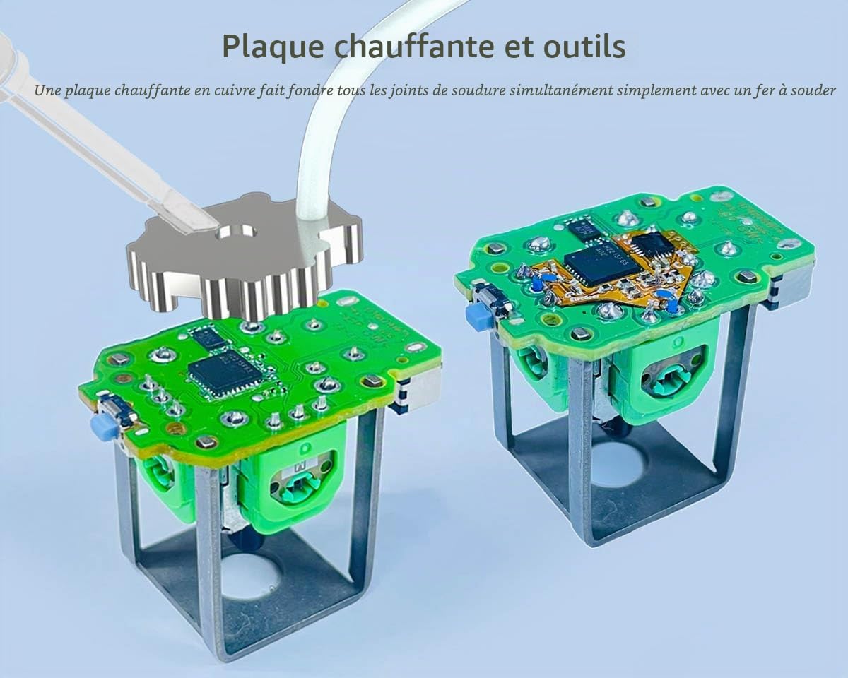 ElecGear Lot de 2 joysticks TMR et plaque chauffante à dessouder de rechange pour manette PS5 Edge, PCB, TMR Hall Control Stick et outils de réparation de mèche à souder (TMR-DSE)