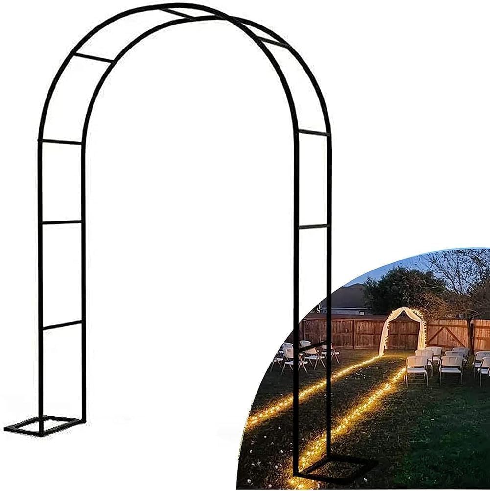 Black Garden Arbor for Various Climbing Plants Metal Arch with Bases Wedding Arch Extra Tall Pergola Trellis Grape Vines Archway,White,W2.4M*H2.2M