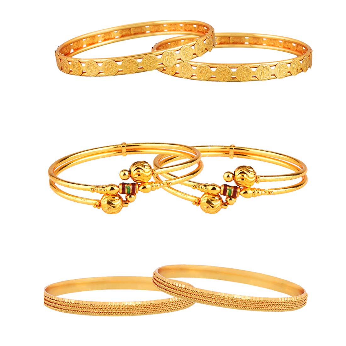 ZENEME Combo Of Designer Victoria Bangles, Trendy Gold Plated And Coinage Bangles For Women - Pack Of 6 (2.8) (B01NBR5WHR) Amazon Price History, Amazon Price Tracker