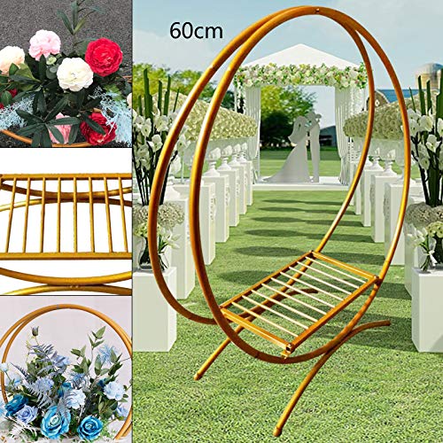 Fichiouy Gold 23.6In Wedding Hoop Cake Stand For Ceremony, Metal Circle Flower Hoop Arch Dessert Cupcake Display Stand Decoration For Wedding/Birthday/Anniversary Party (Gold 60Cm(23.6In)) #TOP4
