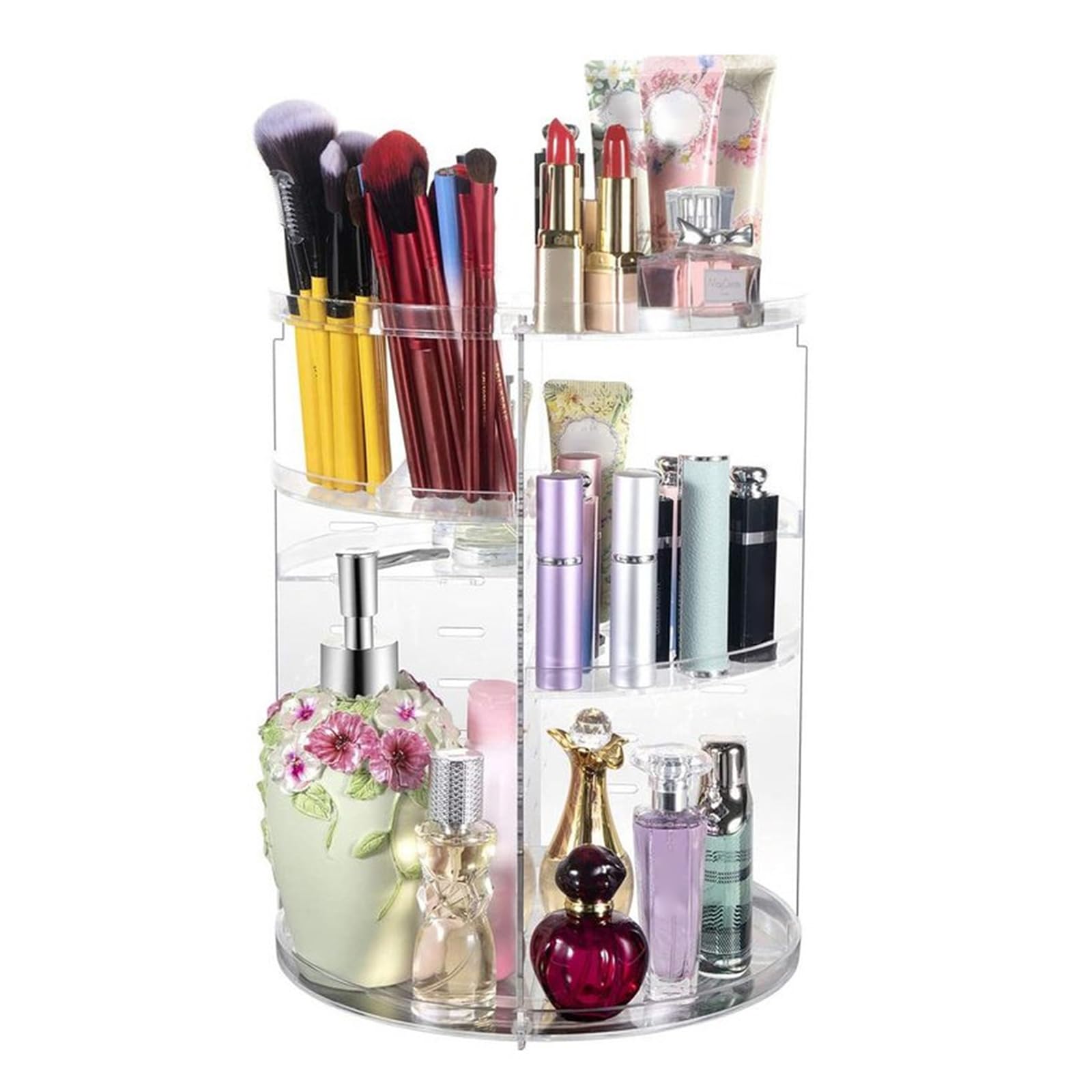 Generisch Geräumiger Make up Organizer, drehbares Acryl Schönheitsproduktregal, kosmetische Aufbewahrungslösung für Schminktisch und Badezimmer, Kosmetikprodukt Organizer