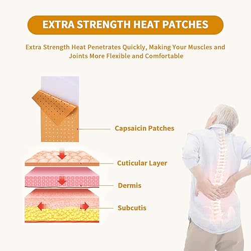 Miniatura 3 de Parches de capsaicina y parches para el dolor, parches de calor para espalda, rodilla, cuello, hombros, músculos (L (3.94 x 7.09 pulgadas), 10