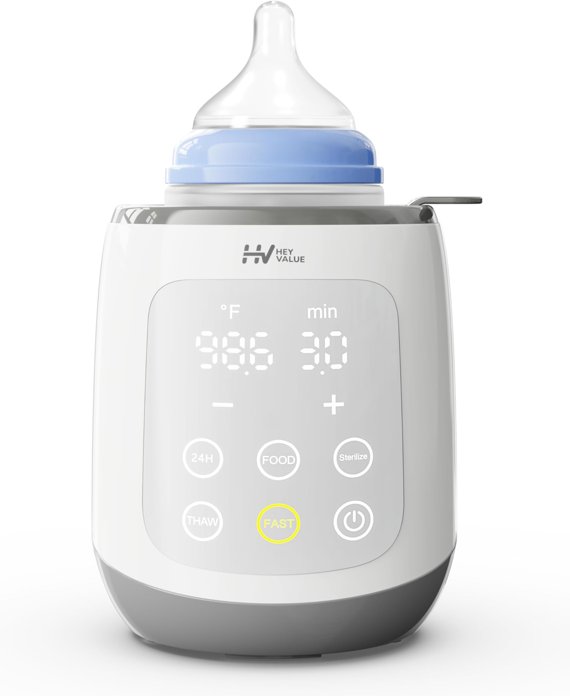 HEYVALUE Bottle Warmer, 10-in-1 Fast Baby Bottle Warmer for Breastmilk, BPA-Free Milk Warmer with IMD LED Display, Smart Temperature Control, Thaw, Keep Warm, Steaming, Food Heating, Timer