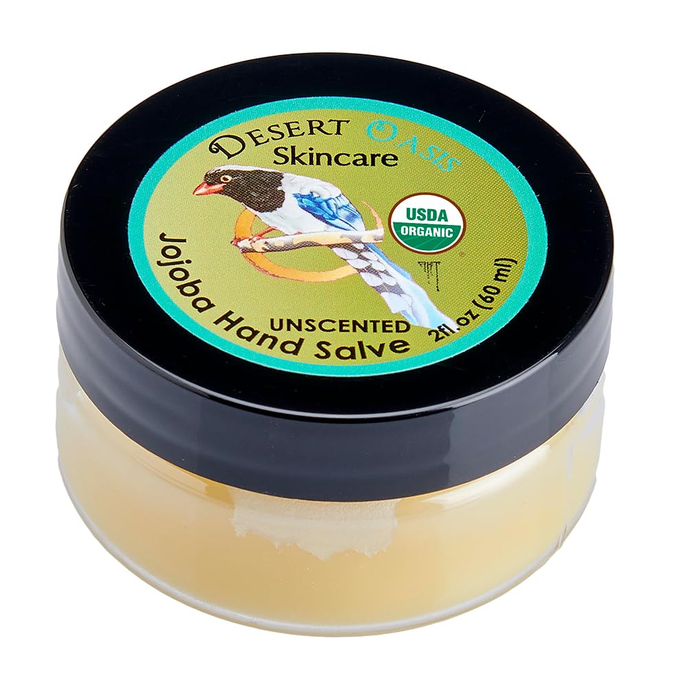 Jojoba Oil Unscented Hand Salve all natural,, made from over 50% cold pressed and undeoderized jojoba oil, 2 oz (60 ml)