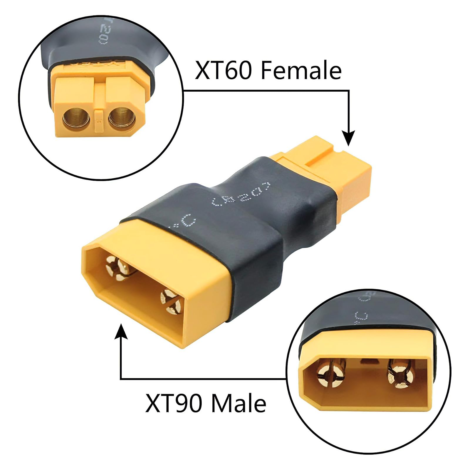 Powice 2 sztuki XT90 do XT60 adapter wtyczki, XT90 wtyczka do gniazda XT60
