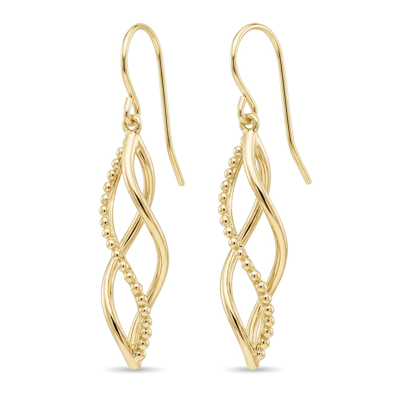 14K Yellow Gold Twisted Infinity Drop Earrings