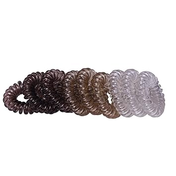 WEUIE 9 Piece Spiral Hair Ties for Thick Hair, Coil Elastics Hair Ties, Multicolor Medium Spiral Hair Ties,No Crease Hair Coils, Telephone Cord Plastic Hair Ties for Women and Girls