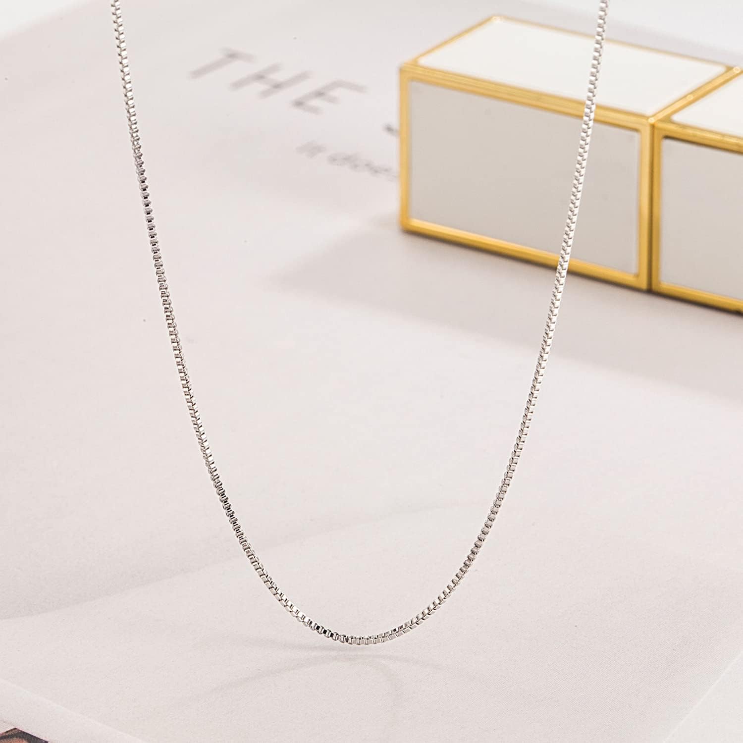 Dankadi Italian 925 Sterling Silver Necklace For Women 0.9mm Box Chain 1.3mm Rolo Chain O-Chain Lobster Claw Clasp - Pendant Chain - 16 "18" 20 "22" 24 "26" Jewelry Gift - Image 6