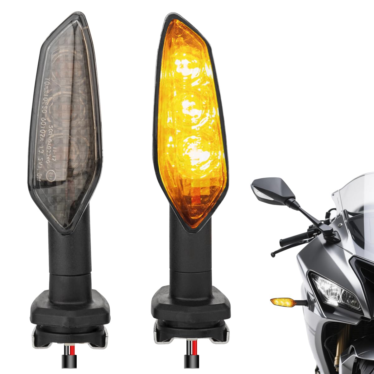 LED Turn Signal Indicator Lights Compatible with Kawasaki NINJA 300 400 650 H2 ZX-25R ZX-6R ZX-10R Z400 Z900 Z1000 (A-Smoke Lens)