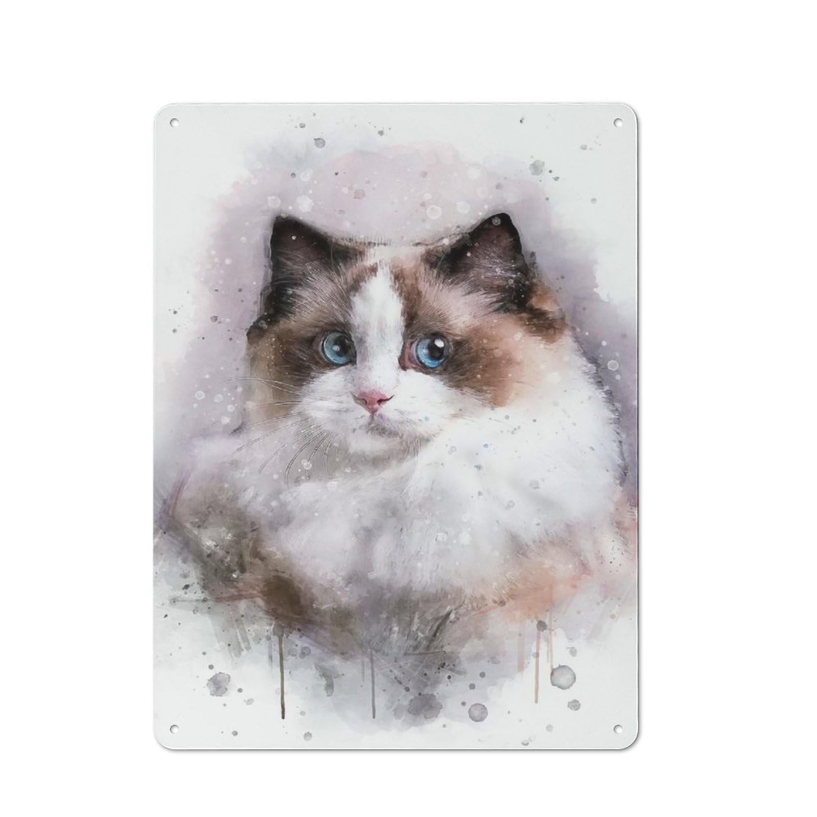 Ragdoll Watercolor Cottage Metal Wall Decor 40x30cm, Shed Metal Sign for Conservatory, Home Bar Or Utility Room