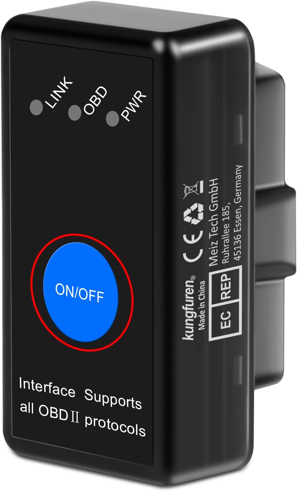 kungfuren OBD2 Bluetooth 4.0 Adapter for iPhone IOS and Android, OBD2 Scanner, Mini Car OBD Pro OBD Reader Auto Diagnostic Tools, OBD2 Code Reader, OBD Scanner