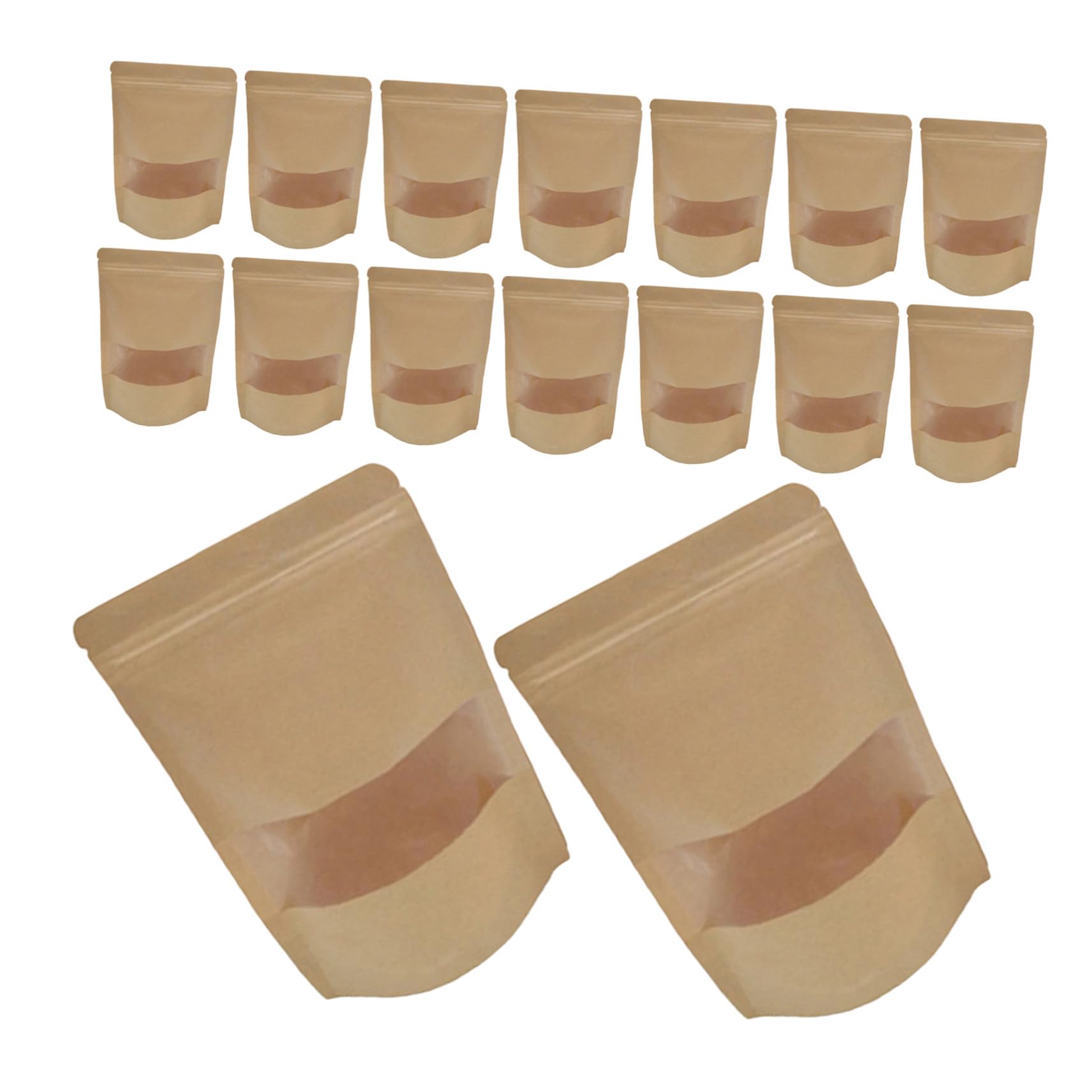 50pièces Sachets Kraft Blancs à Fenêtre avec Fermeture Éclair pour Emballage Alimentaire et Conservation de Friandises Biscuits ou Bonbons