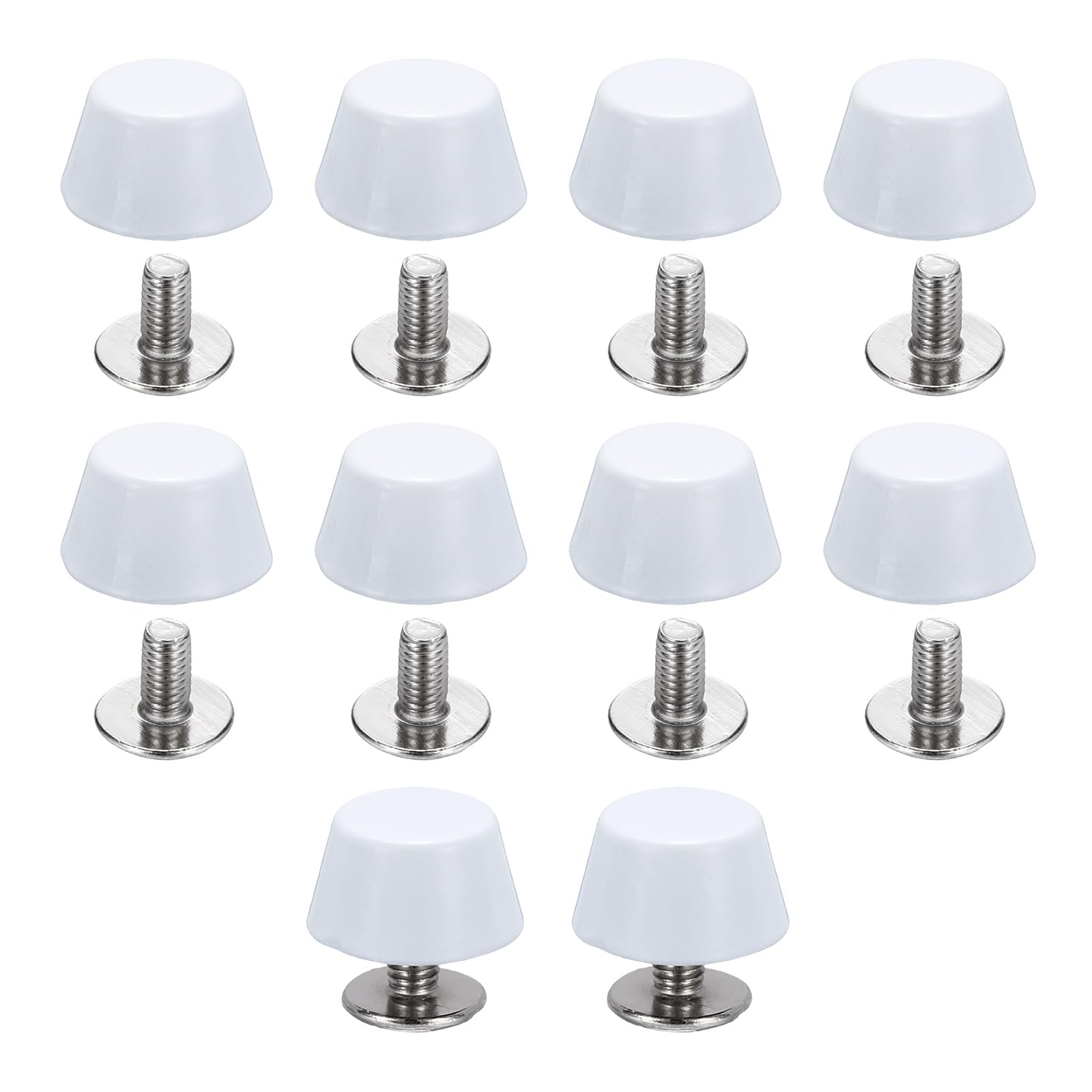 sourcing map 10 Sets Rivets Stud Handbag Purse Feet 10mm / 3/8" Screw Back Spikes Nailhead Flat Head Stud Rivet Buckle Leathercraft for Leather DIY Collar Belt Bag Totes, White