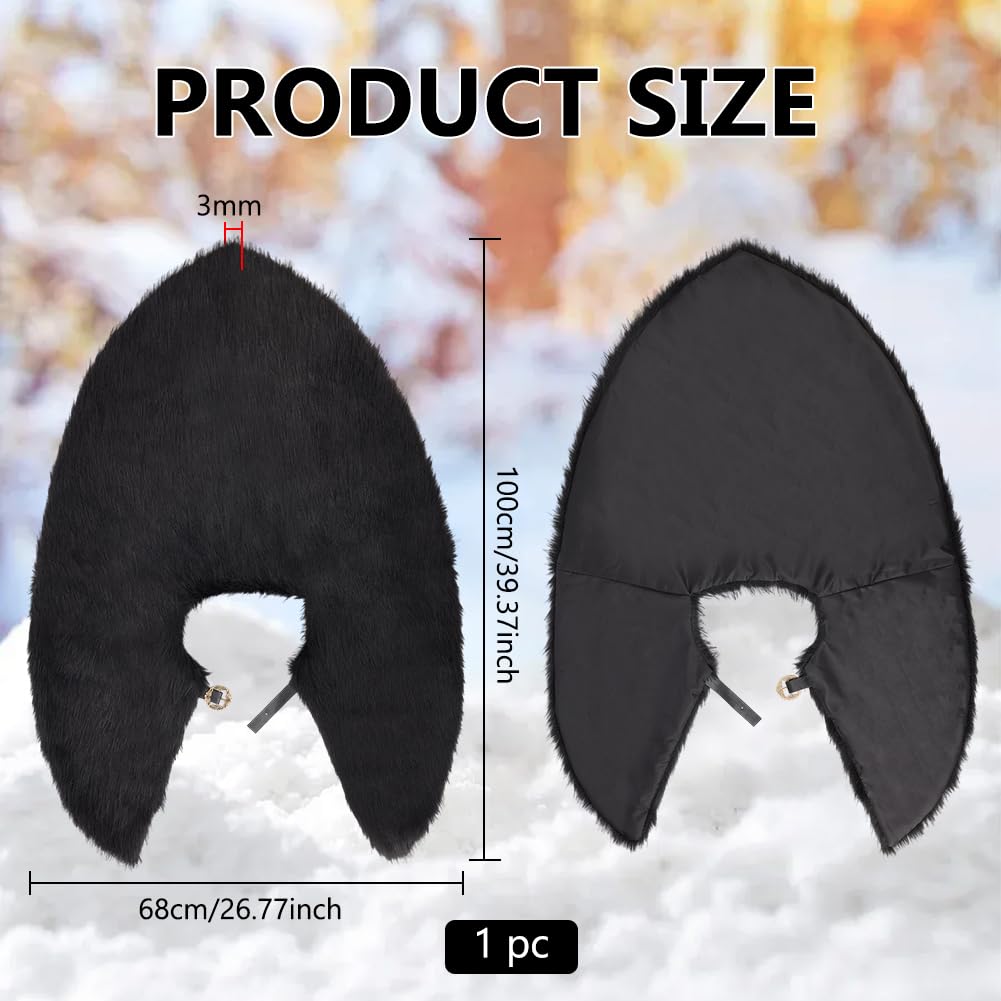 BENECREAT Black Medieval Faux Fur Collar Shawl - Image 2