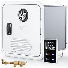 AMZCHEF RV Tankless 65,000BTU Water Heater,CSA Certificated,3.9 GPM Water Heater, with 15 x 15 inches Black Door and Remote Controller,12V,5000FT Endless Hot Water for RV