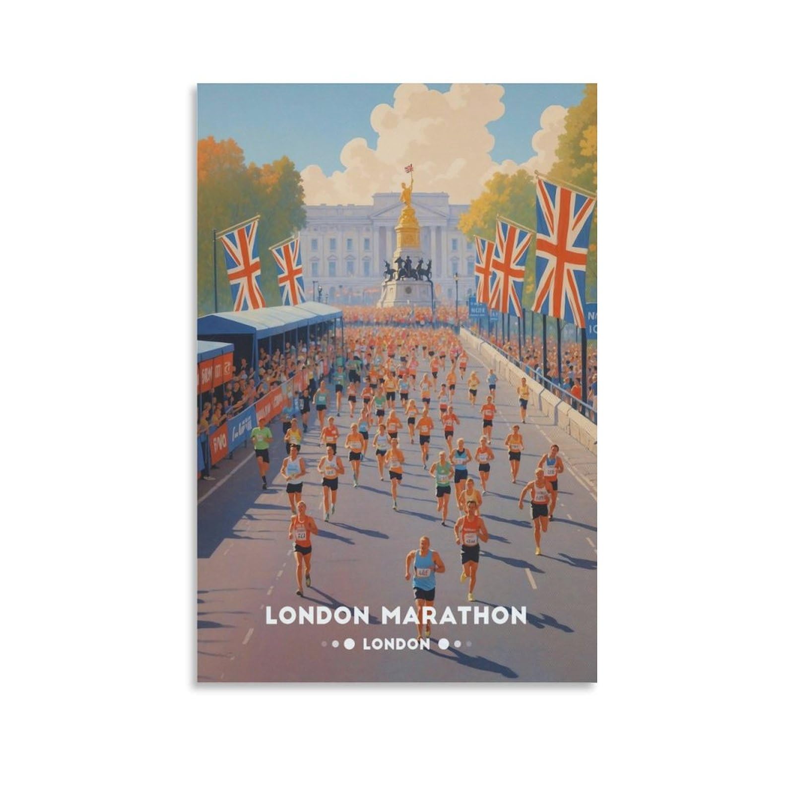 NCUDANK Vintage London Marathon Poster Canvas Poster Bedroom Decor Landscape Office Room Decor Gift 08x12inch(20x30cm)