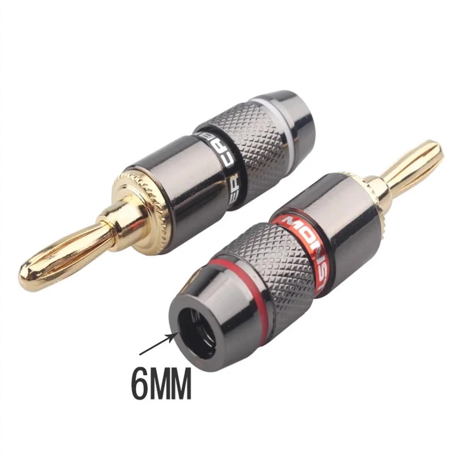 10 sztuk pozłacanych 24 K wtyków bananowych 4 mm z nakrętką do gniazda audio, wtyczka głośnikowa Gun Metal (5 Red 5 Black)