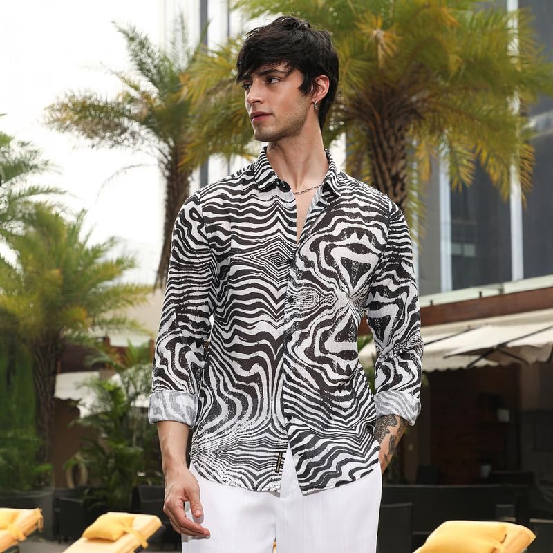 Image of CAHOOT Men's Bisque Shirt Casual Wear | Spread Collar | Long Sleeve | Button Closure | Shirt Crafted with Comfort Fit for Everyday Wear
