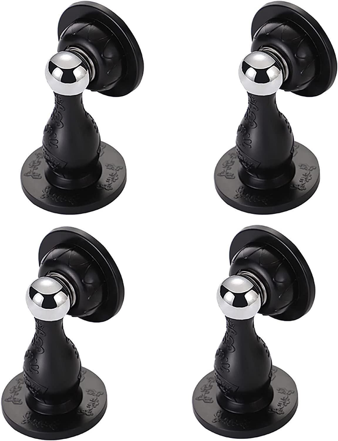 topes de Puerta, Tope de Puerta, Piso magnético montado en la Pared Silicona Acero Inoxidable Autoadhesivo, Soporte Resistente(Black)