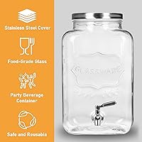 Vista 3 de Moretoes 2 Gallon Glass Drinks Dispenser for Parties, 2 PACK Beverage Dispenser with Stand for Juice and Iced Tea, Water Jug Dispenser for Lemonade