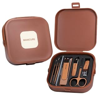 AIRSEE 8-in-1 Professional Manicure & Pedicure Kit - Premium Stainless Steel Nail Clipper Set with Compact Travel Case (Multi)