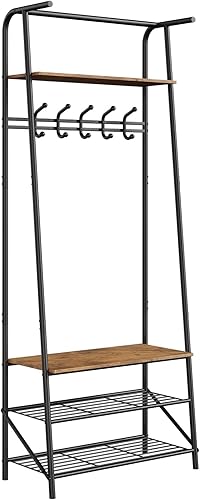 Miniatura 8 de IDEALHOUSE Perchero para zapatos con 5 ganchos banco de entrada de árboles con almacenamiento organizador multifuncional de pasillo muebles de
