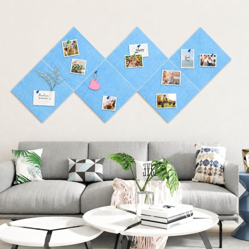 Image of QUIET CANVAS Acoustic Wall Square Pinboard, 1x1ft, Pack 6, 50PushPins Blue