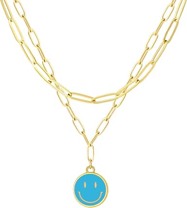 Smiley Face Layered Choker Necklaces 