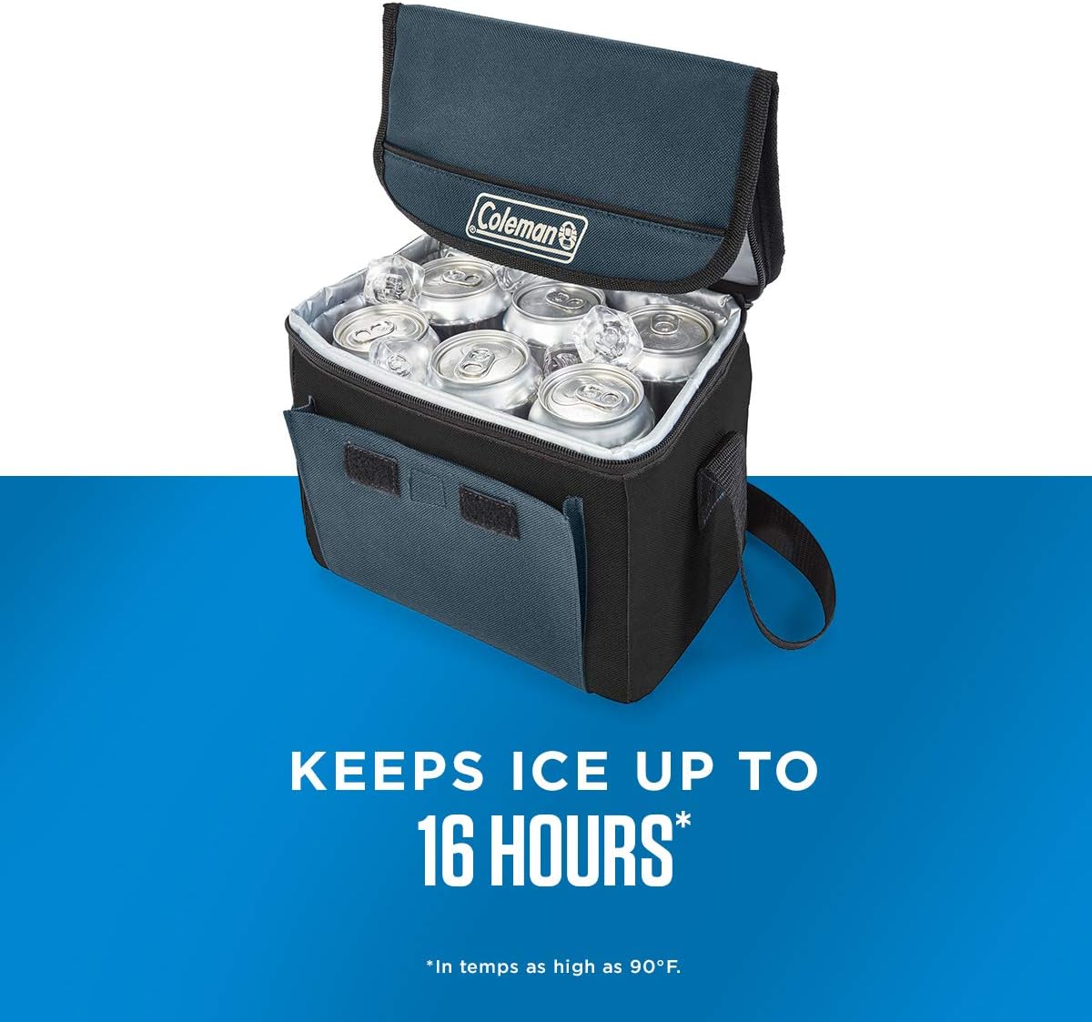 Coleman 9-Can Collapsible Soft Cooler with 16-Hour Ice Retention, Leakproof Soft-Sided Cooler Bag Folds Flat for Compact Storage, Great for Camping, Beach, Lunches, Picnic, & More