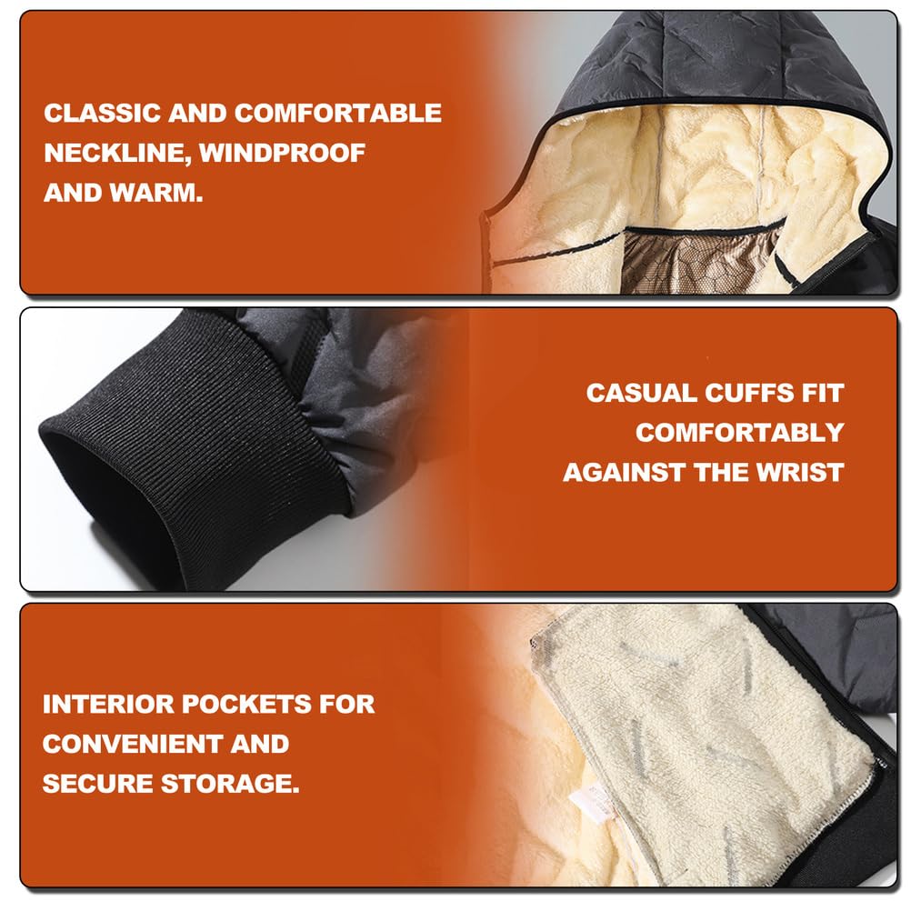 Nero,M,Felpa Uomo Felpe con Cappuccio Invernale Giacca Fodera in Pile Cappotto con Cerniera Integrale Hoodie con Tasche Autunno e Inverno