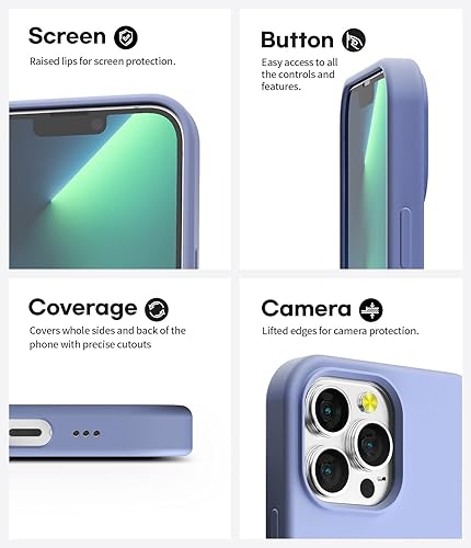 Miniatura 5 de GOOSPERY Funda de silicona líquida compatible con iPhone 13 Pro, suave al tacto, protección de cuerpo completo, a prueba de golpes, con forro de