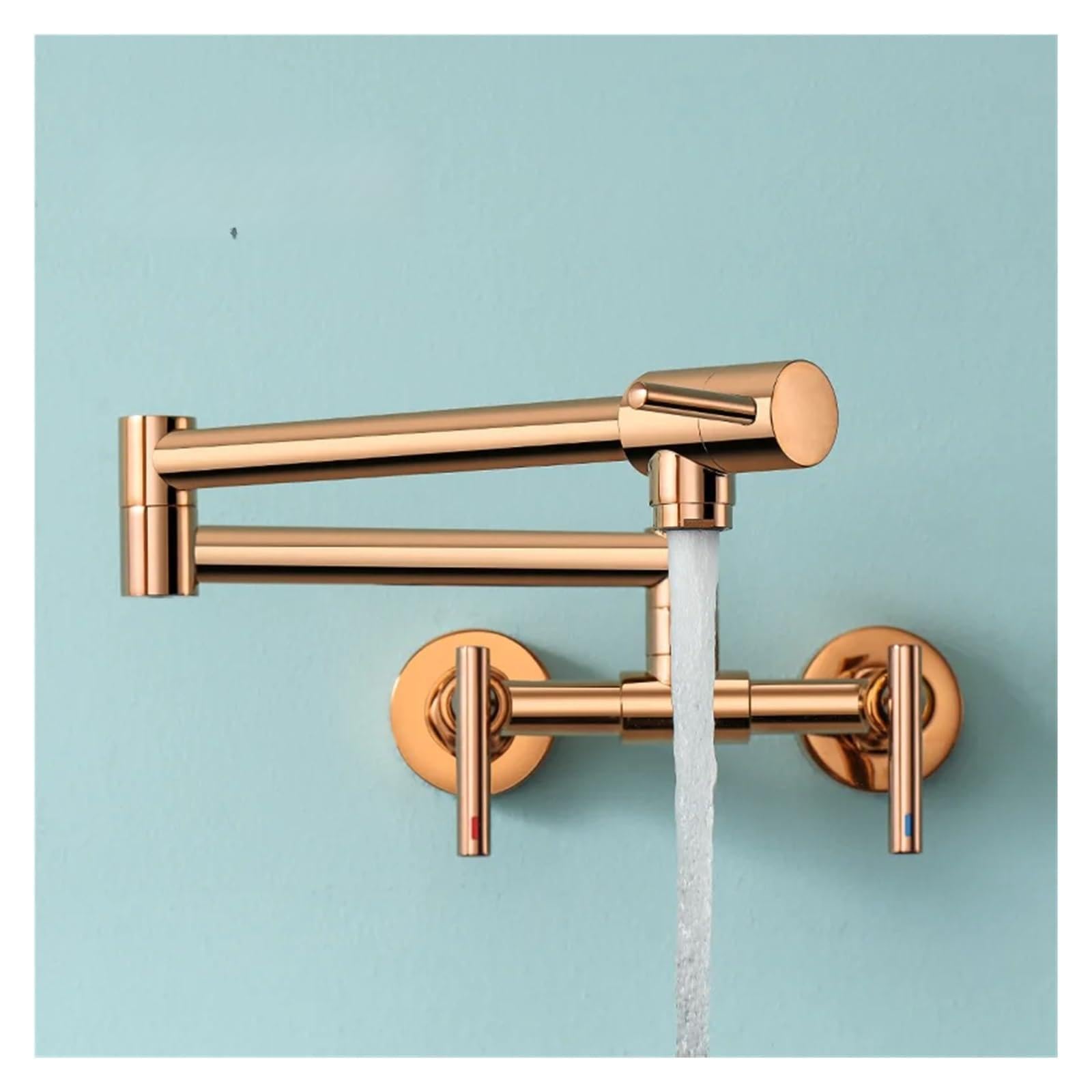 Ewsdsfs Rg Pot Filler Faucet Wall Mounted Kitchen Mixer Solid Brass Swivel Spout Hot And Cold Water With Dual Handle(Rg)