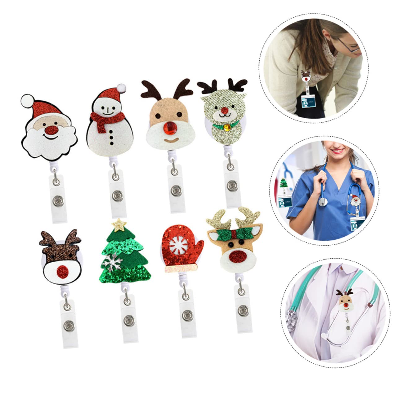 32pièces Porte-badge Rétractable Thème Noël Pour Enseignants Et Étudiants Accessoire Pratique Pour Cartes Identité Et Événements