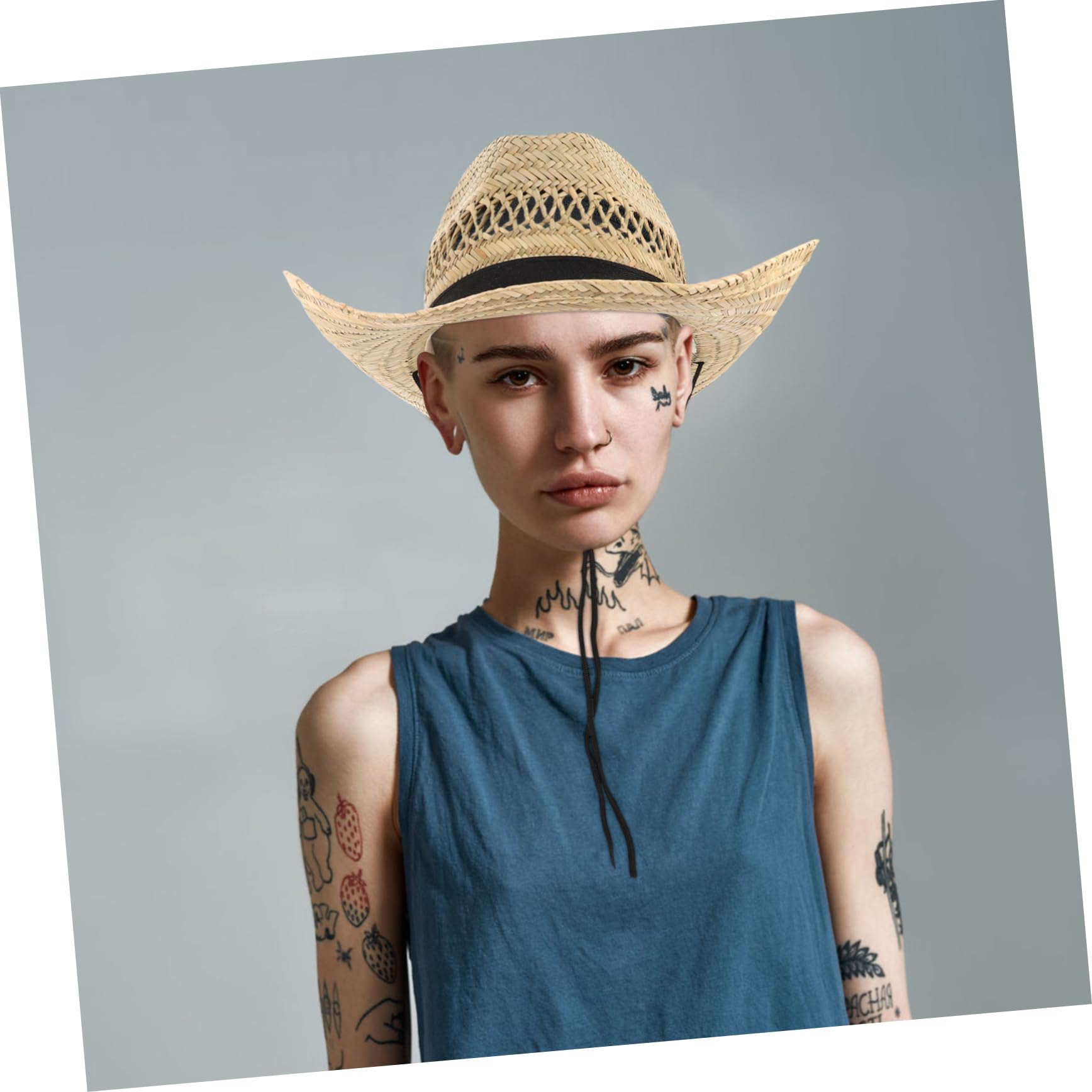 minkissy Sombrero de Verano para Hombre de Paja Beige ala Ancha, Diseño Tejido a Mano, Protección Solar Integral y Decoracion Verano para Pesca y Camping