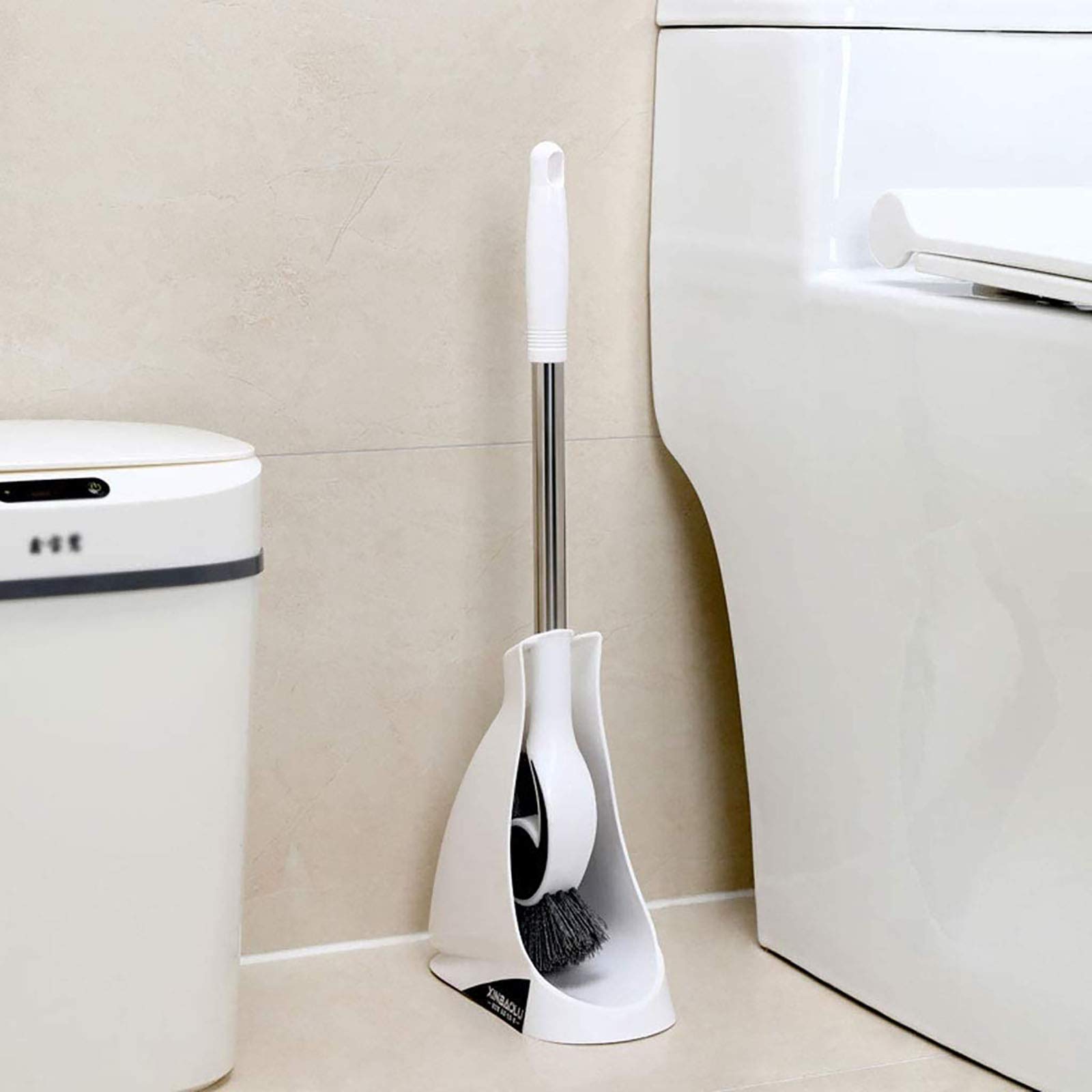 Scopino per WC, scopino per WC e Set di Supporto, spazzole per WC in Silicone per Pulizia Profonda con setole morbide TPR per Supporto per Superficie con spazzolino da Bagno, Nero