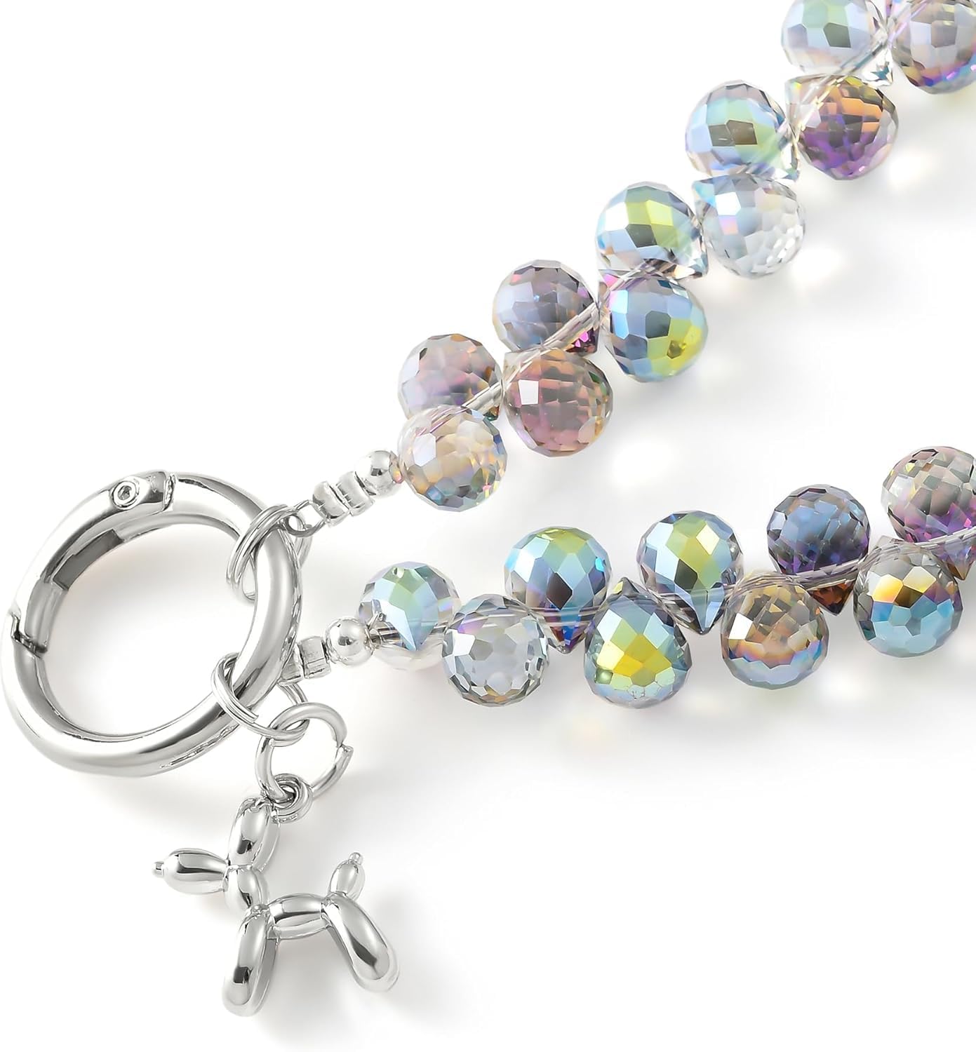 richginker Crystal Beaded Phone Wrist Strap - Sparkling Phone Charm Lanyard with Tether Tab, Hands-Free Wristlet Bracelet Strap for Women, A-Dark Purple — view 6