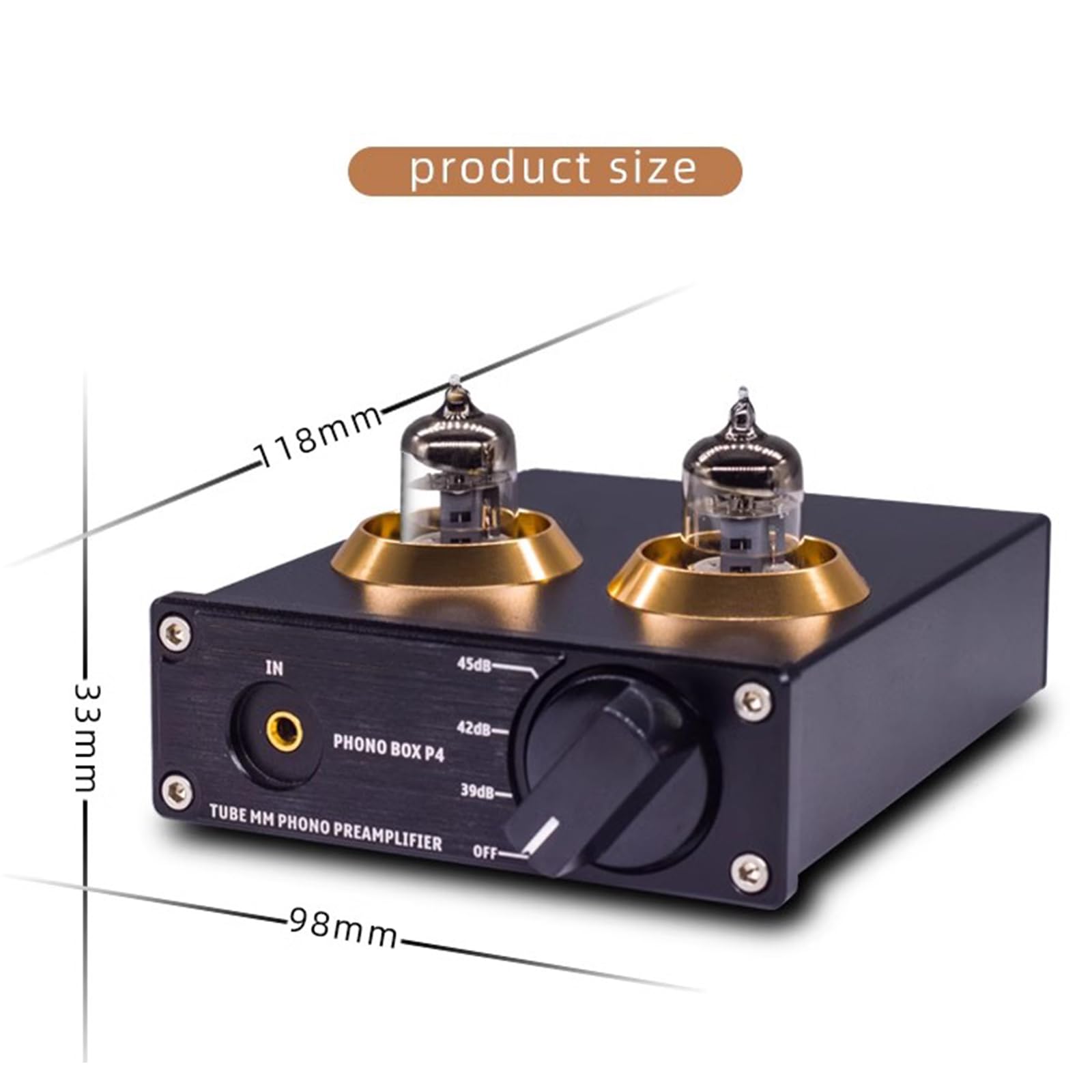 Préamplificateur Phono, Mini Préamplificateur Audio Stéréo Hi-FI, avec Engrenage De Gain, Tubes À Vide, Préamplificateur pour Platine Vinyle MM/MC, Phonographe Et Tourne-Disque