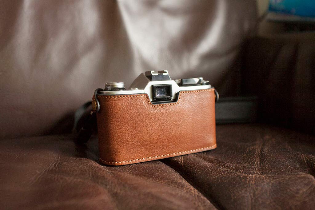Amazon.com : Funper Handmade Genuine Real Leather Half Camera Case