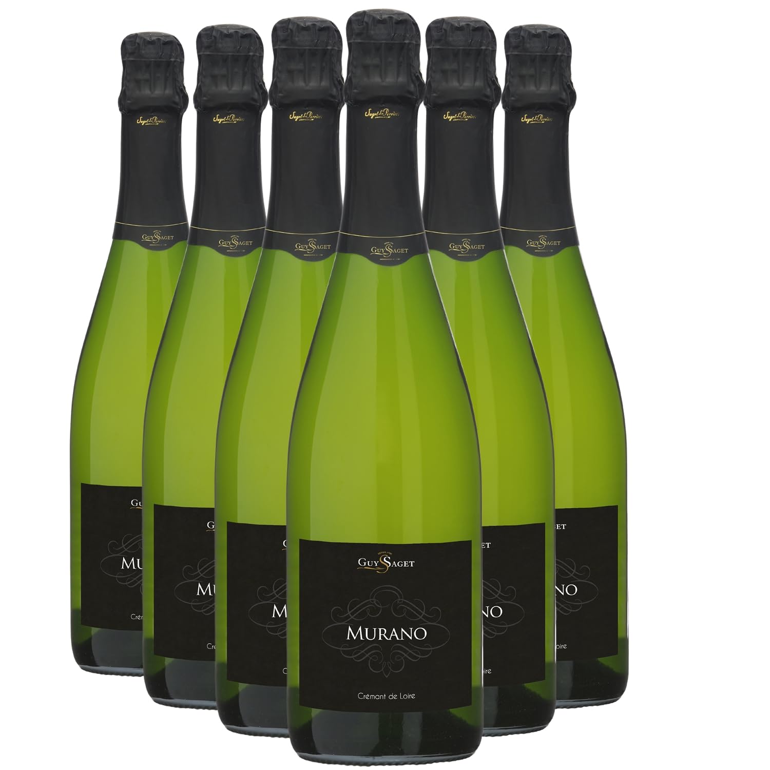 Crémant de Loire Murano Brut - Blanc - Guy Saget - Vin Blanc du Val de Loire (6x75cl) Effervescent