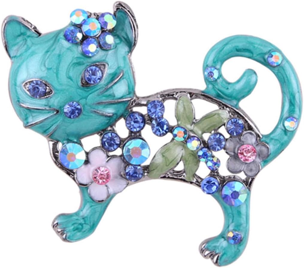 1 Pcs Oil Cat Brooch with Fiber Decoration Wedding Party