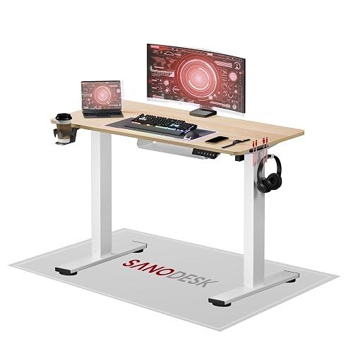 SANODESK Bureau Gaming Réglable en Hauteur Plateau Complet 110x54 cm,