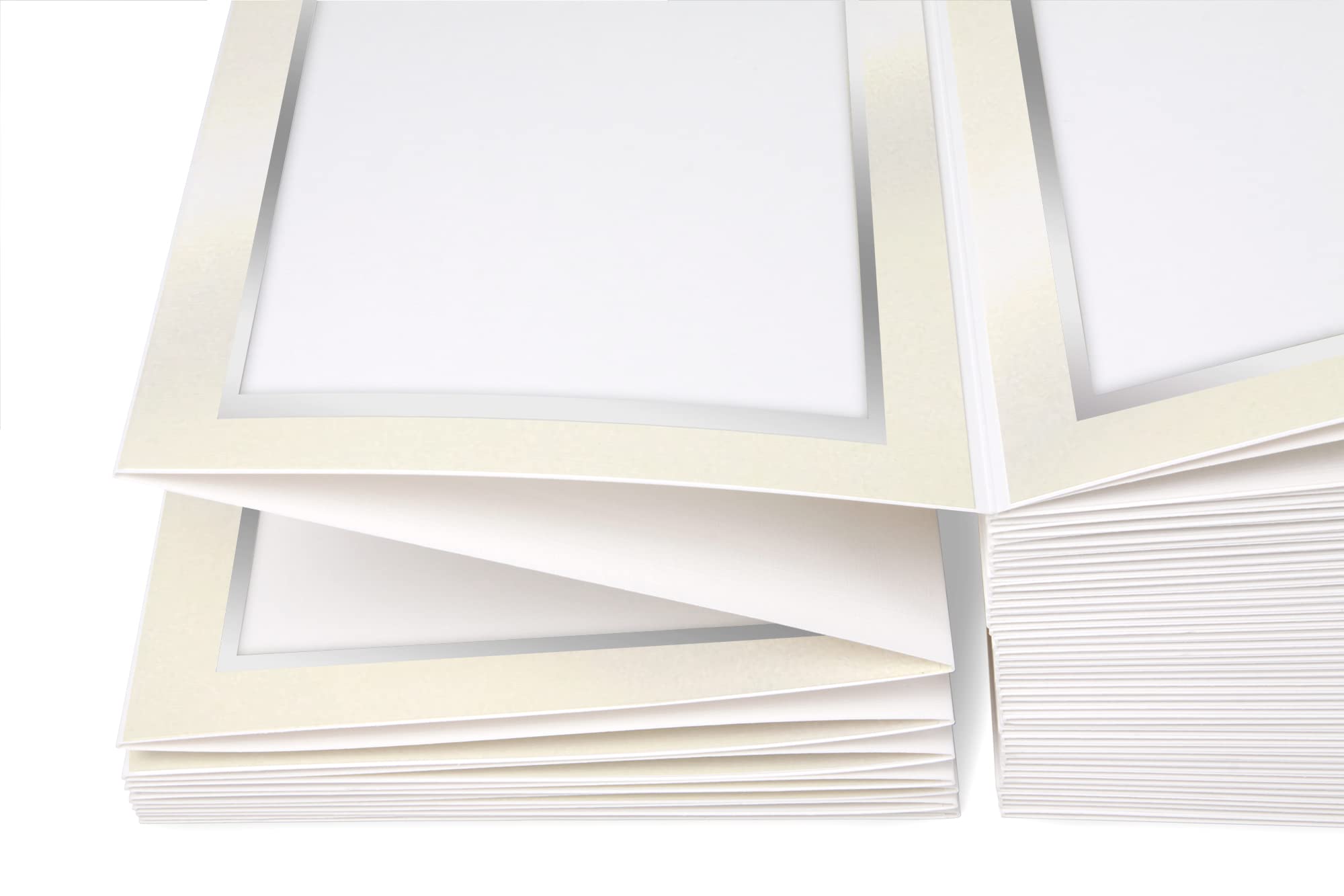 100 Stück Endlosleporello für Fotos 15x20 cm (Hochformat) in Perlmut creme mit Silberprägung