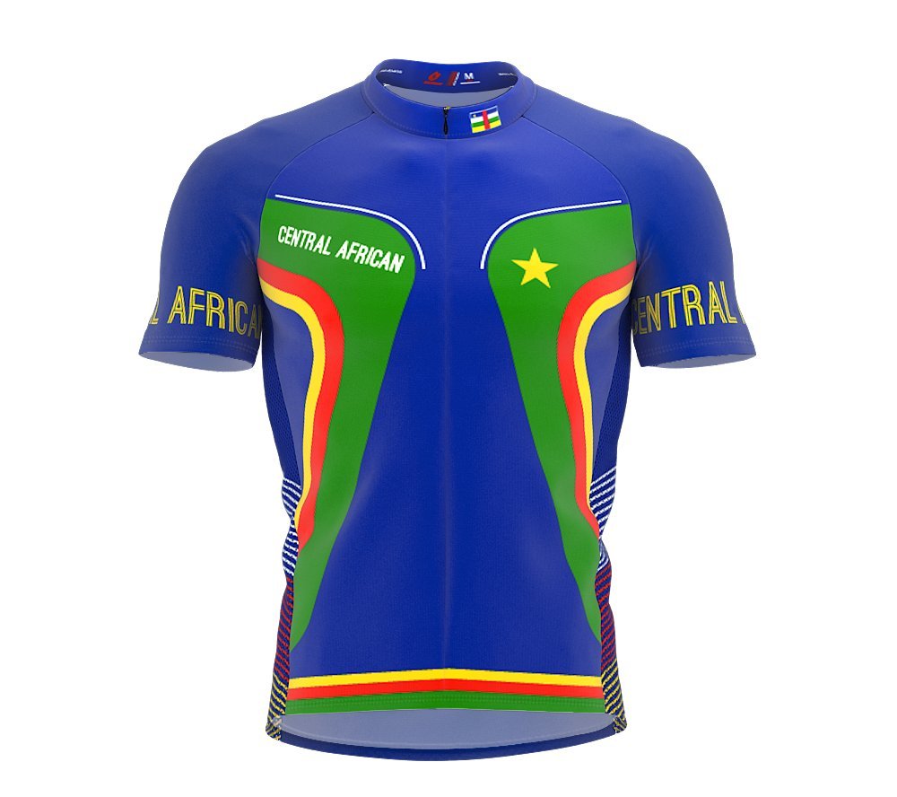ScudoPro Central African Republic Full Zipper Bike Short Sleeve Cycling Jersey for Men - Size M Multicolored